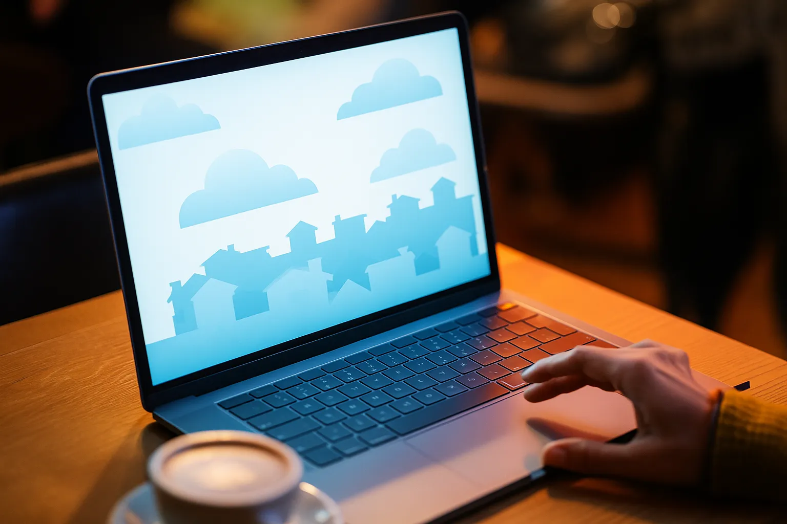 Stadt-Sillouette auf Macbook